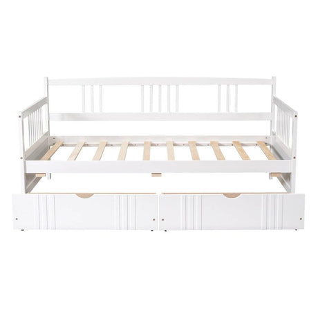 Twin Size Solid Wood Daybed With Two Drawers - Sleep Galleria