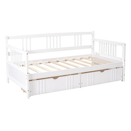 Twin Size Solid Wood Daybed With Two Drawers - Sleep Galleria