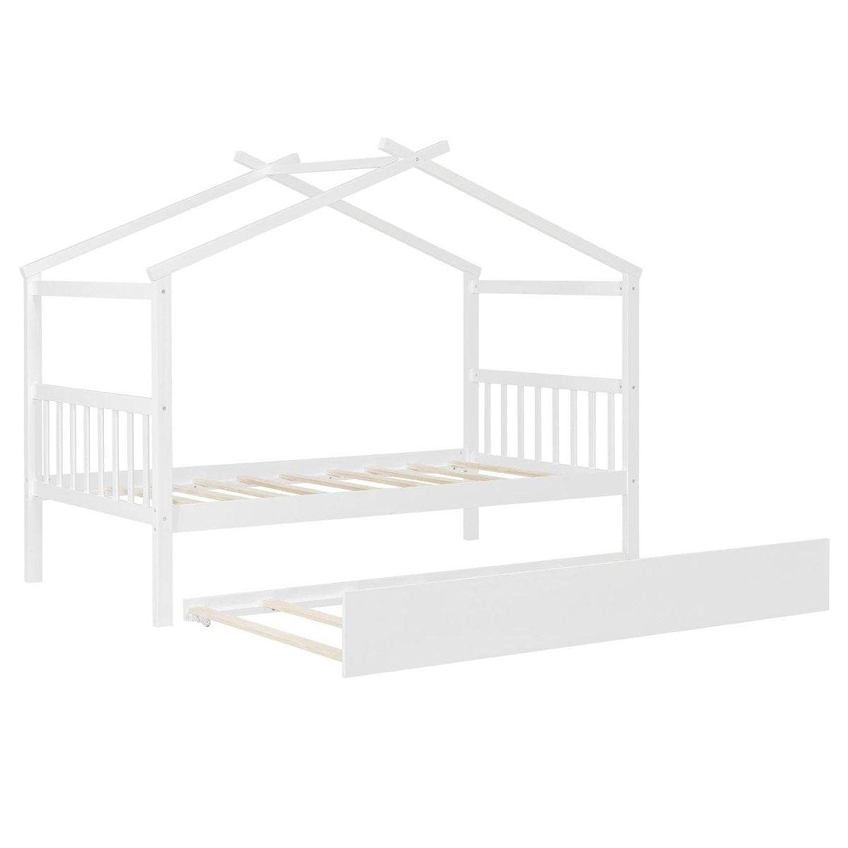 Twin Size Solid Wood House Daybed With Trundle - Sleep Galleria