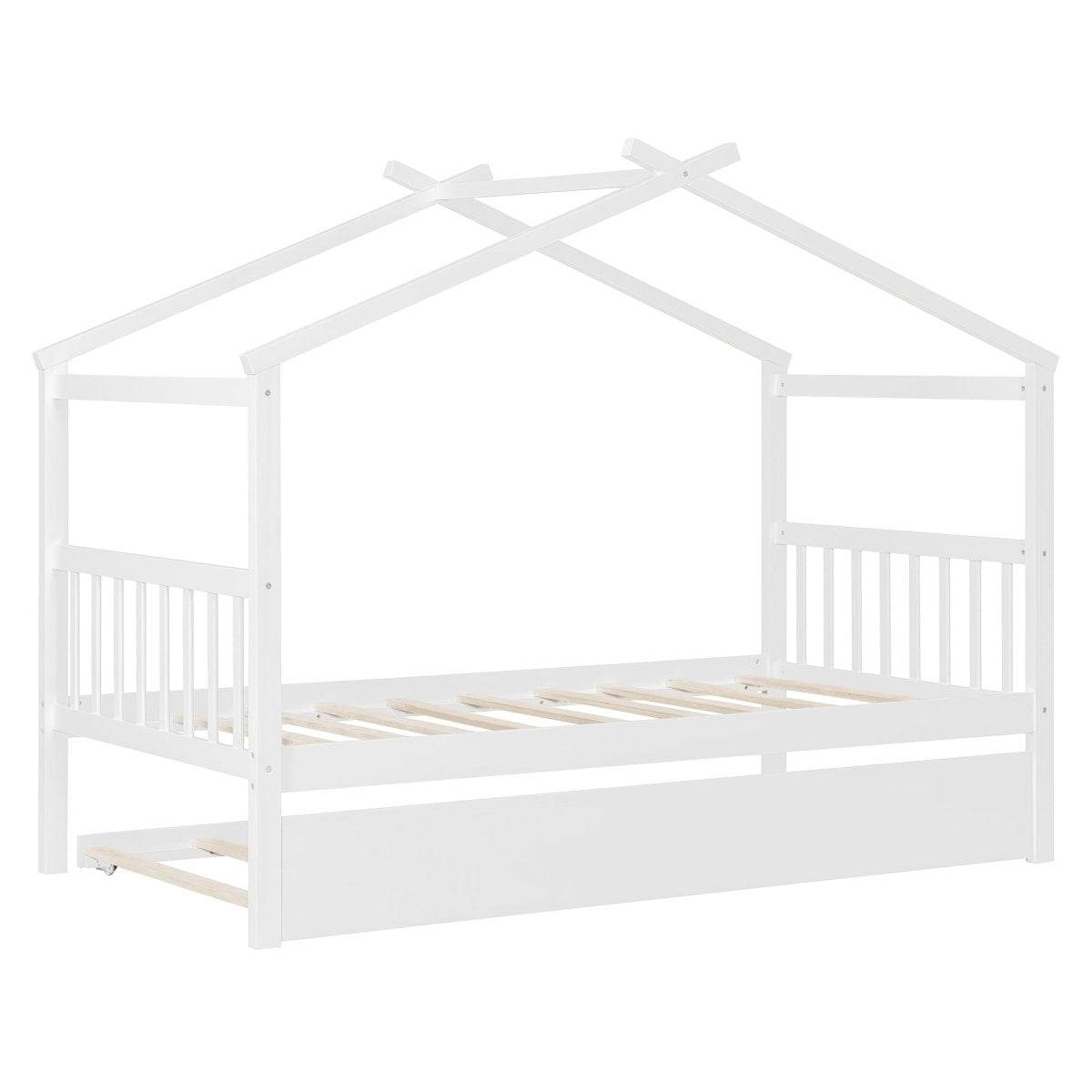 Twin Size Solid Wood House Daybed With Trundle - Sleep Galleria