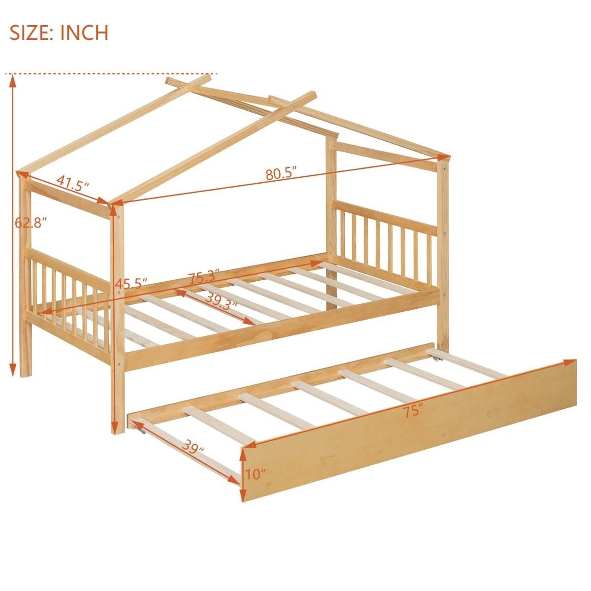 Twin Size Solid Wood House Daybed With Trundle - Sleep Galleria