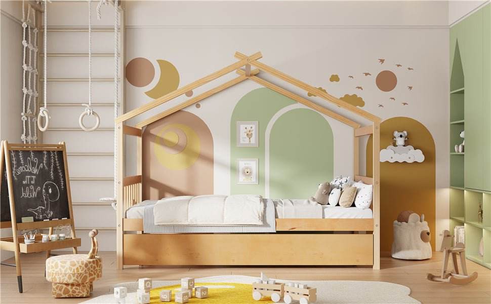 Twin Size Solid Wood House Daybed With Trundle - Sleep Galleria