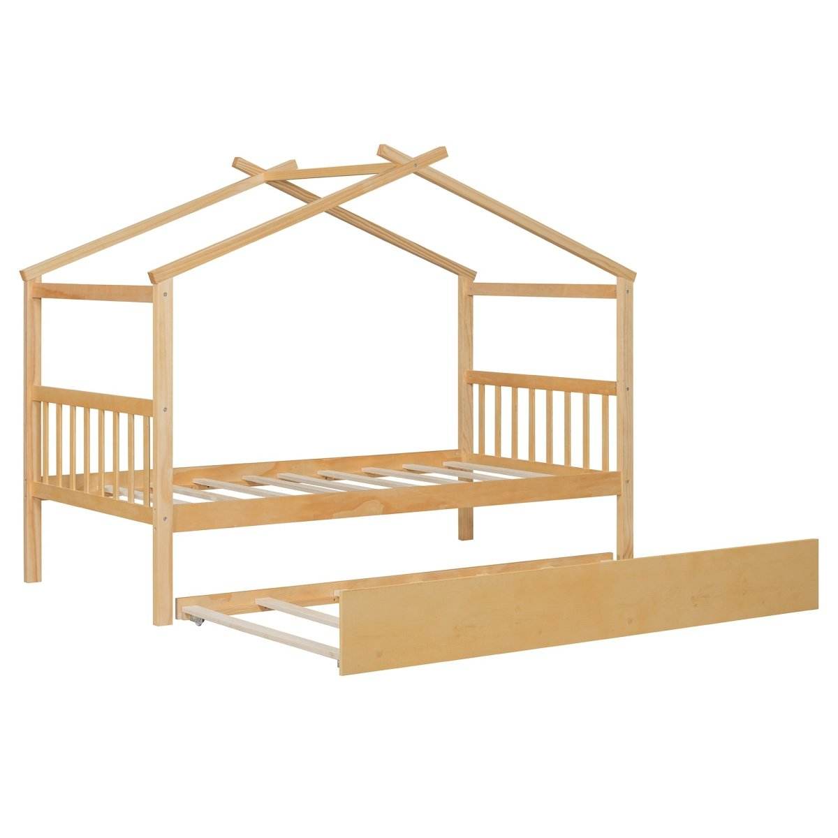 Twin Size Solid Wood House Daybed With Trundle - Sleep Galleria
