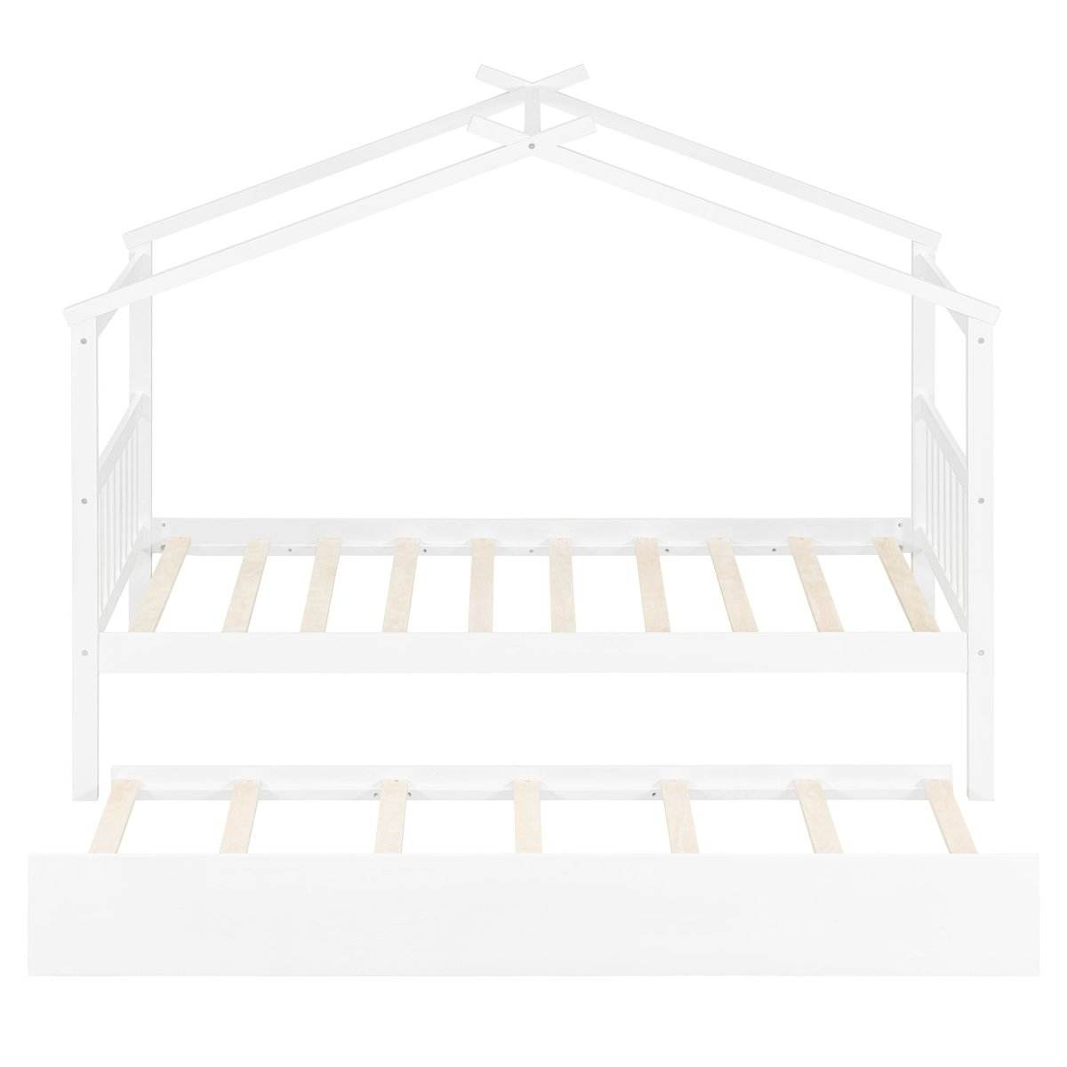 Twin Size Solid Wood House Daybed With Trundle - Sleep Galleria