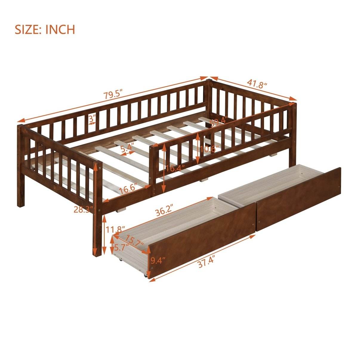 Twin Solid Wood Daybed With Two Spacious Drawers - Sleep Galleria