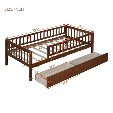 Twin Solid Wood Daybed With Two Spacious Drawers - Sleep Galleria