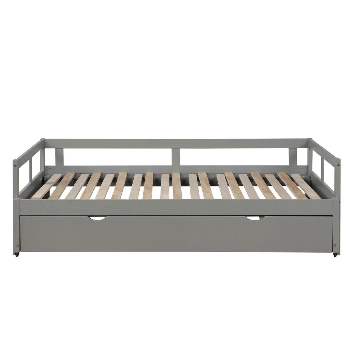 Twin Solid Wood Extending Daybed With Pull - Out Trundle - Driftwood - Omega Lifestyles