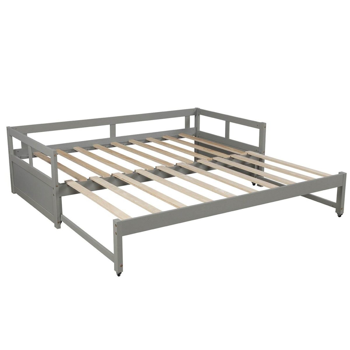 Twin Solid Wood Extending Daybed With Pull - Out Trundle - Driftwood - Omega Lifestyles