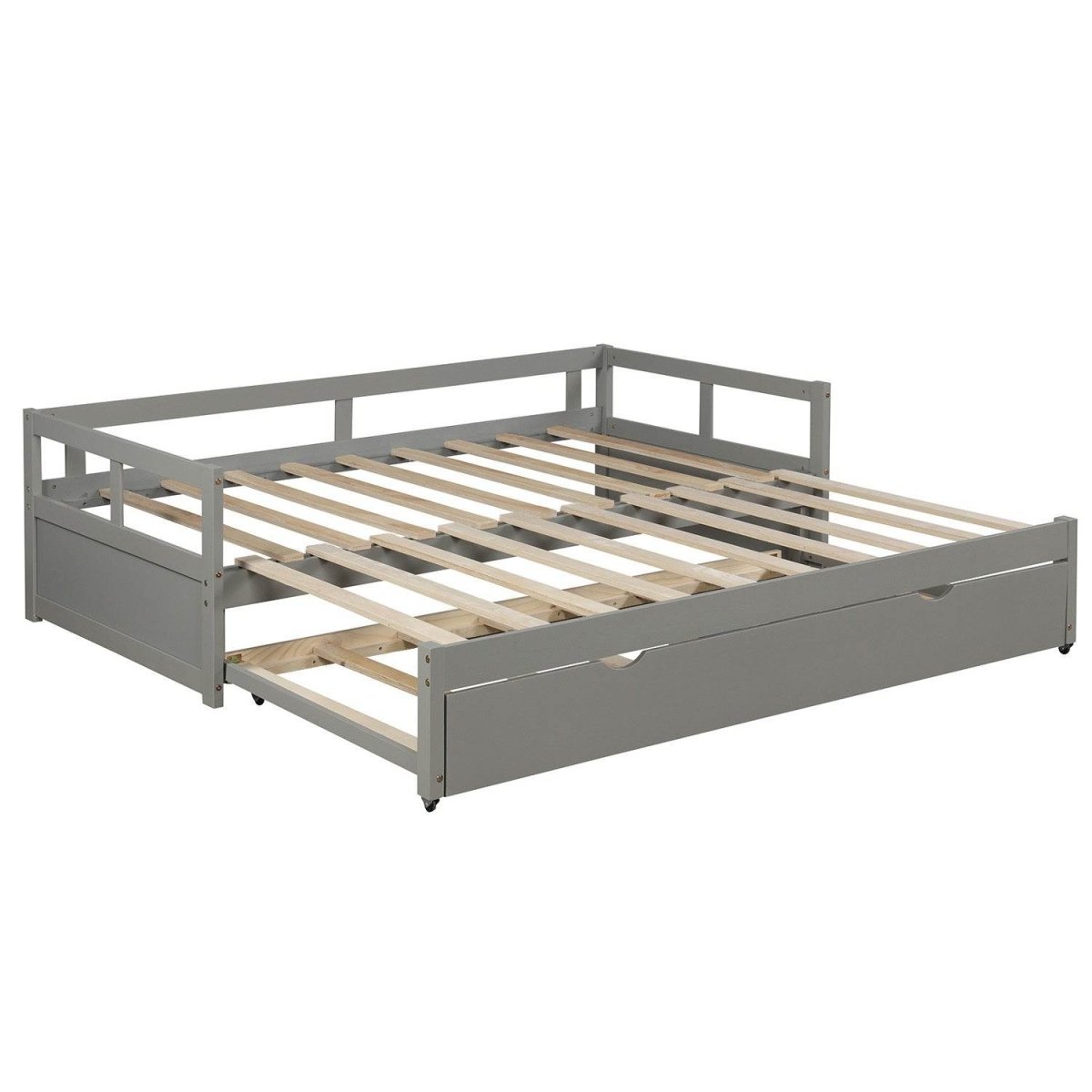 Twin Solid Wood Extending Daybed With Pull - Out Trundle - Driftwood - Omega Lifestyles