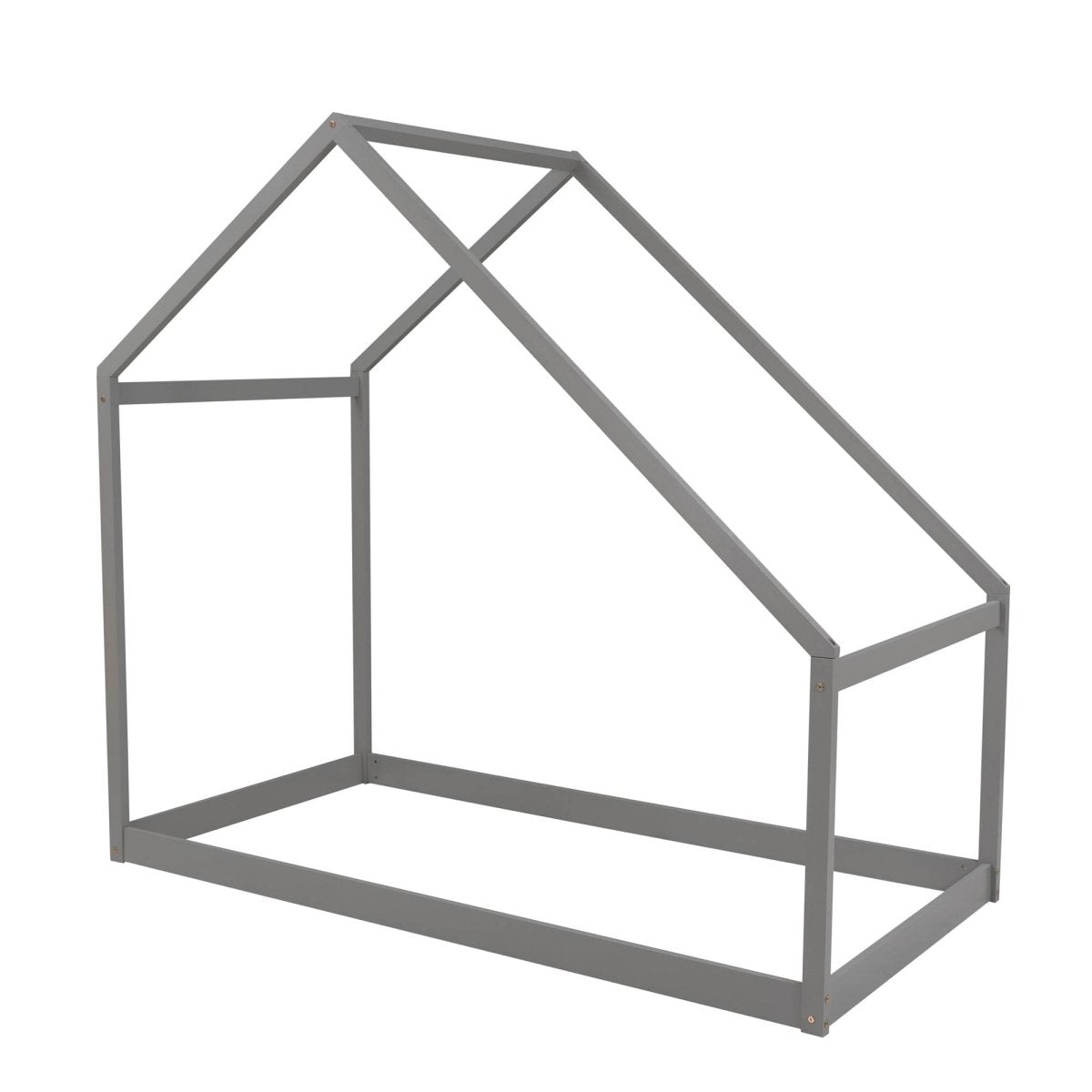 Twin Solid Wood Kids House Bed Frame - Driftwood - Omega Lifestyles