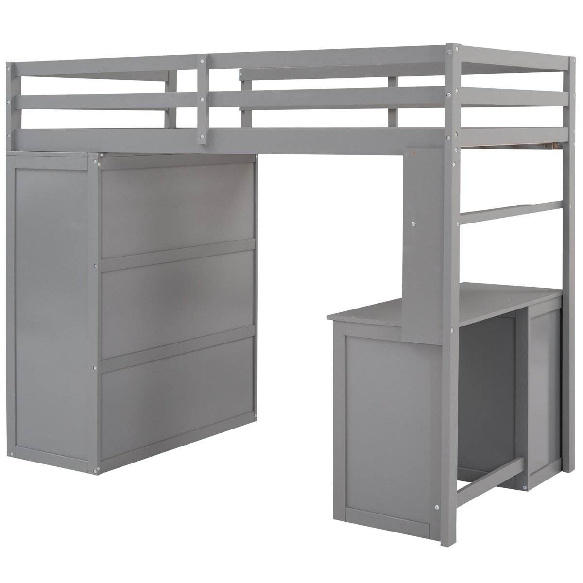 Twin Solid Wood Loft Bed With Drawers Desk Wardrobe - Sleep Galleria