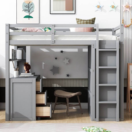 Twin Solid Wood Loft Bed With Drawers Desk Wardrobe - Sleep Galleria