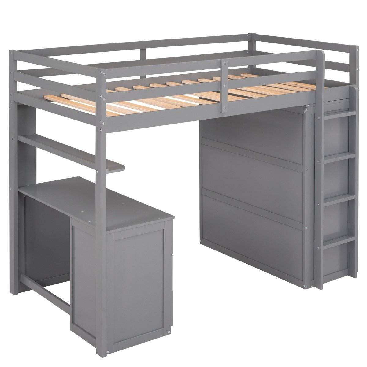 Twin Solid Wood Loft Bed With Drawers Desk Wardrobe - Sleep Galleria