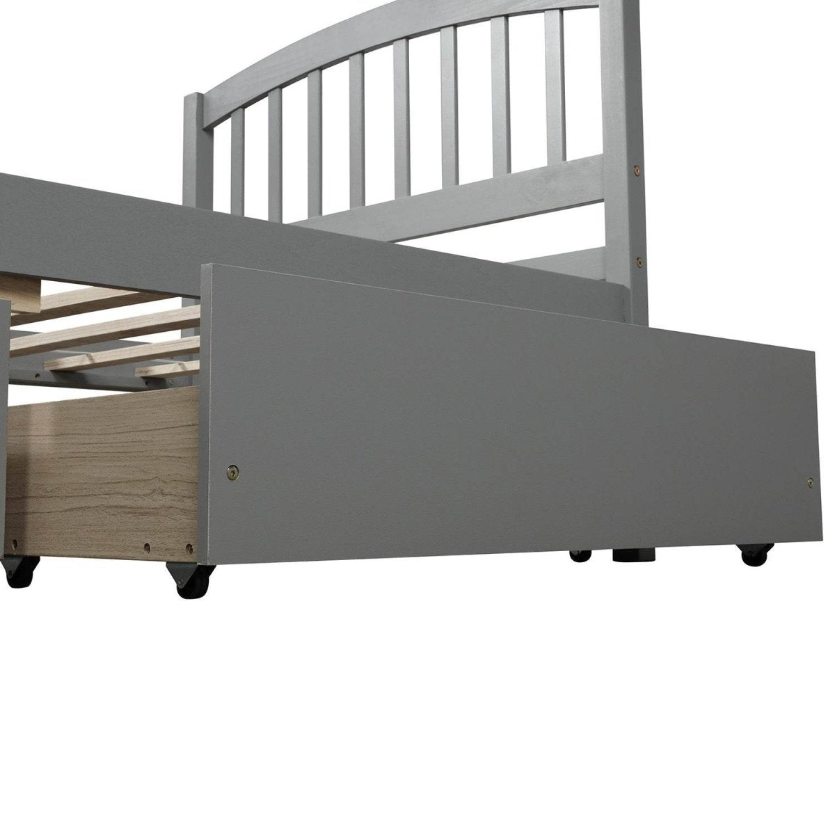 Twin Solid Wood Platform Bed Frame With Storage Drawers - Driftwood - Omega Lifestyles