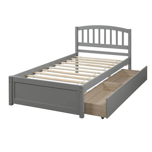 Twin Solid Wood Platform Bed Frame With Storage Drawers - Omega Lifestyles