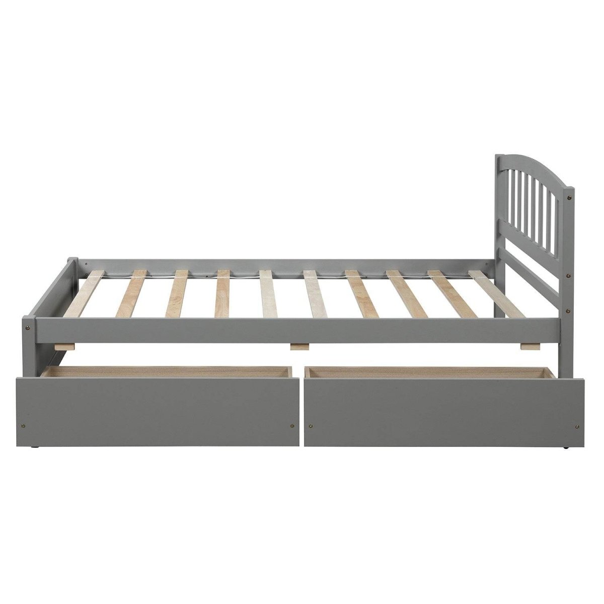 Twin Solid Wood Platform Bed Frame With Storage Drawers - Driftwood - Omega Lifestyles