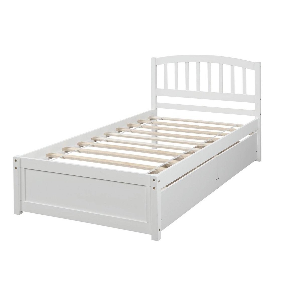 Twin Solid Wood Platform Bed Frame With Storage Drawers - Driftwood - Omega Lifestyles