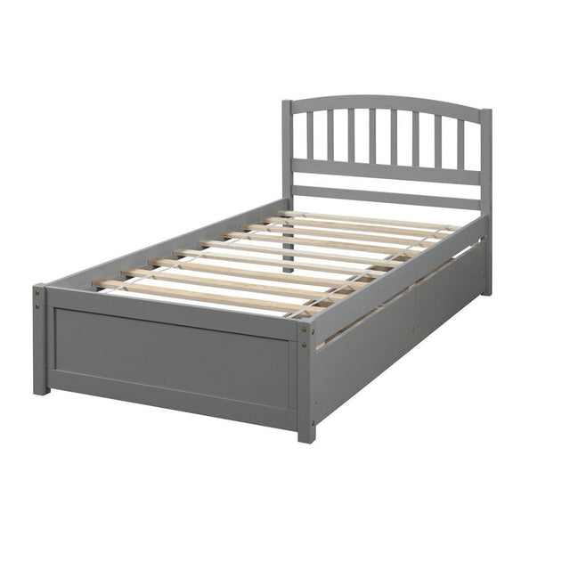Twin Solid Wood Platform Bed Frame With Storage Drawers - Omega Lifestyles