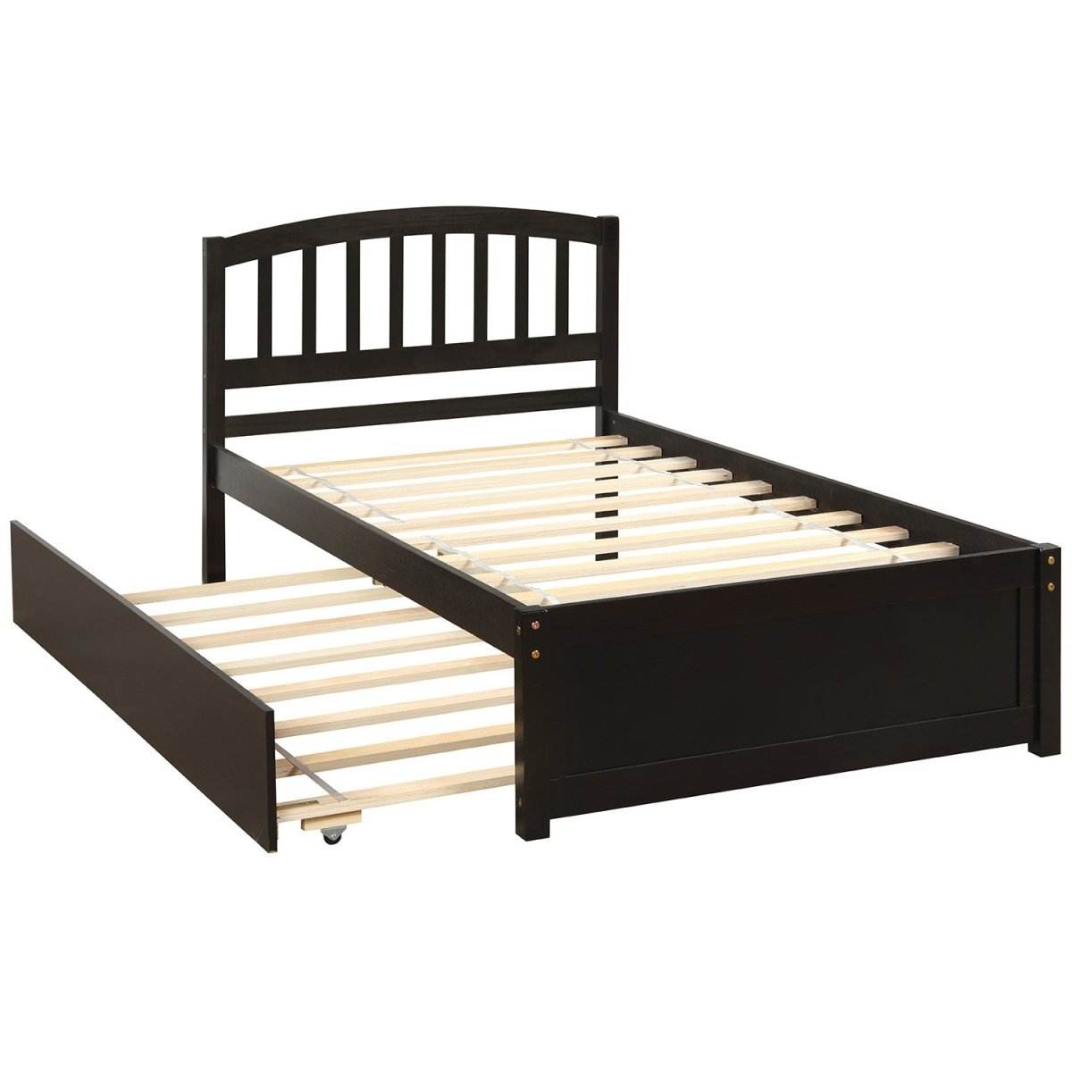 Twin Solid Wood Platform Bed Frame With Trundle - Sleep Galleria