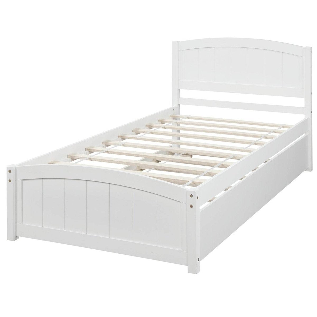 Twin Solid Wood Platform Bed With Trundle - Driftwood - Omega Lifestyles