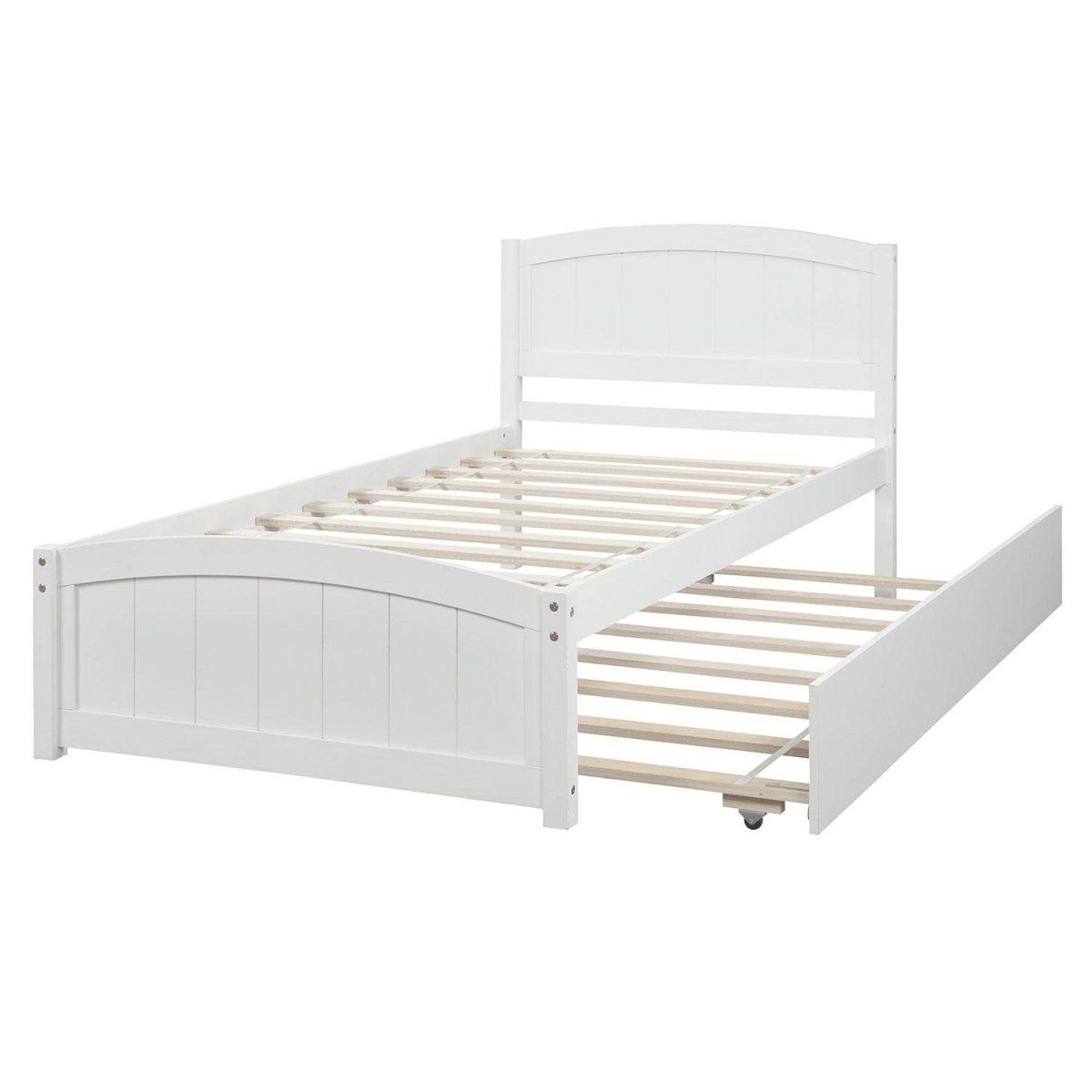 Twin Solid Wood Platform Bed With Trundle - Driftwood - Omega Lifestyles