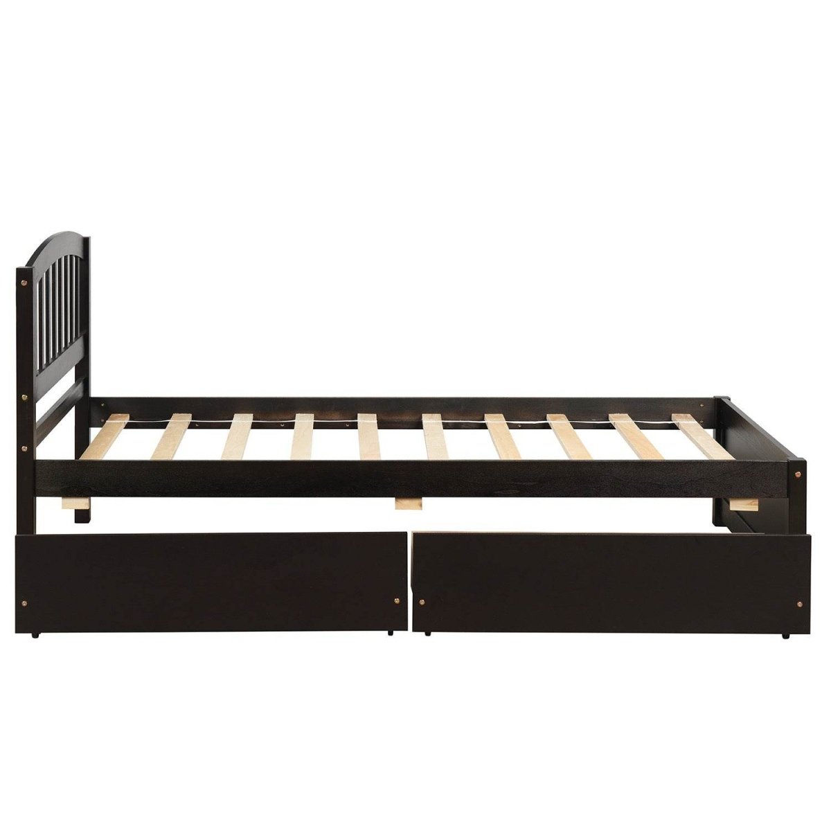 Twin Solid Wood Platform Bed With Two Drawers - Driftwood - Omega Lifestyles