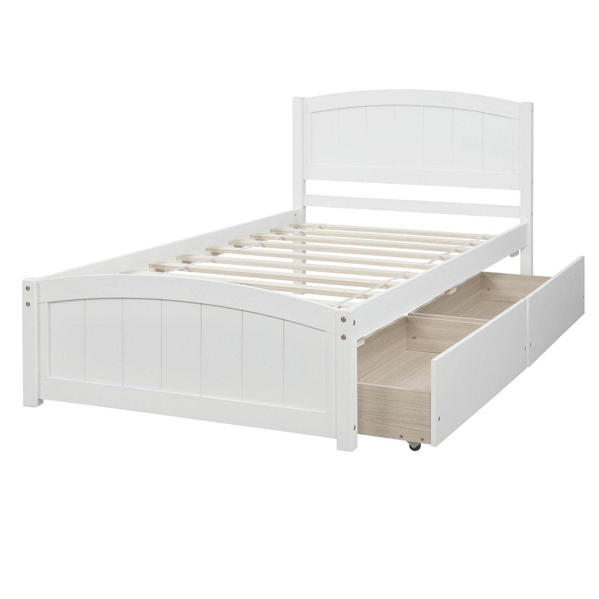 Twin Solid Wood Platform Bed With Two Drawers - Driftwood - Omega Lifestyles