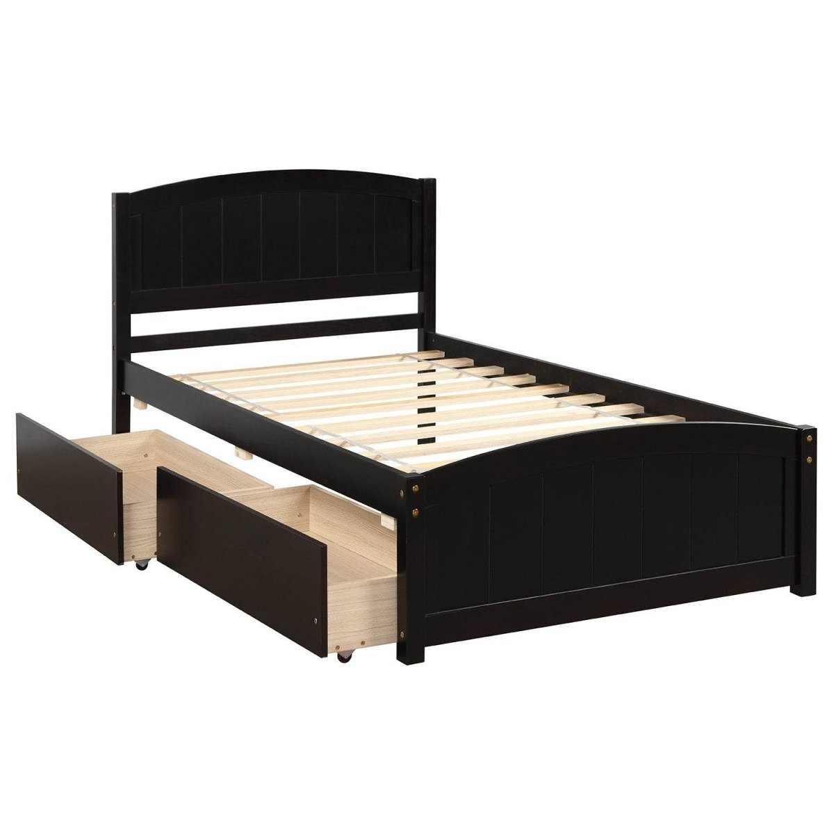 Twin Solid Wood Platform Bed With Two Drawers - Driftwood - Omega Lifestyles