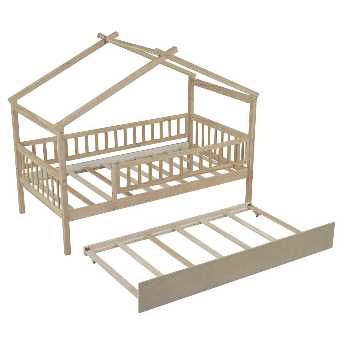 Twin Wooden House Daybed With Trundle Storage - Sleep Galleria