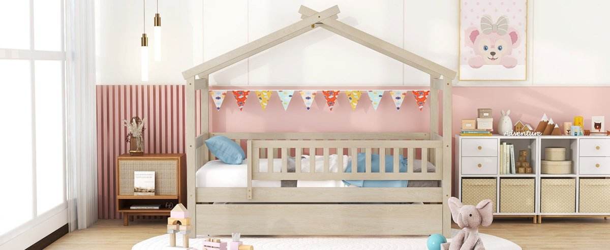 Twin Wooden House Daybed With Trundle Storage - Sleep Galleria