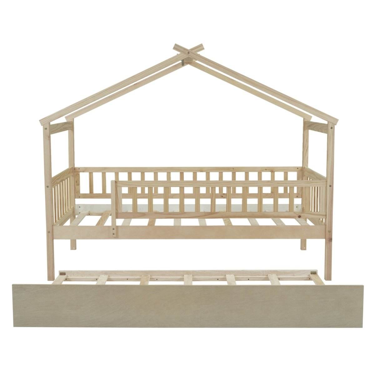 Twin Wooden House Daybed With Trundle Storage - Sleep Galleria