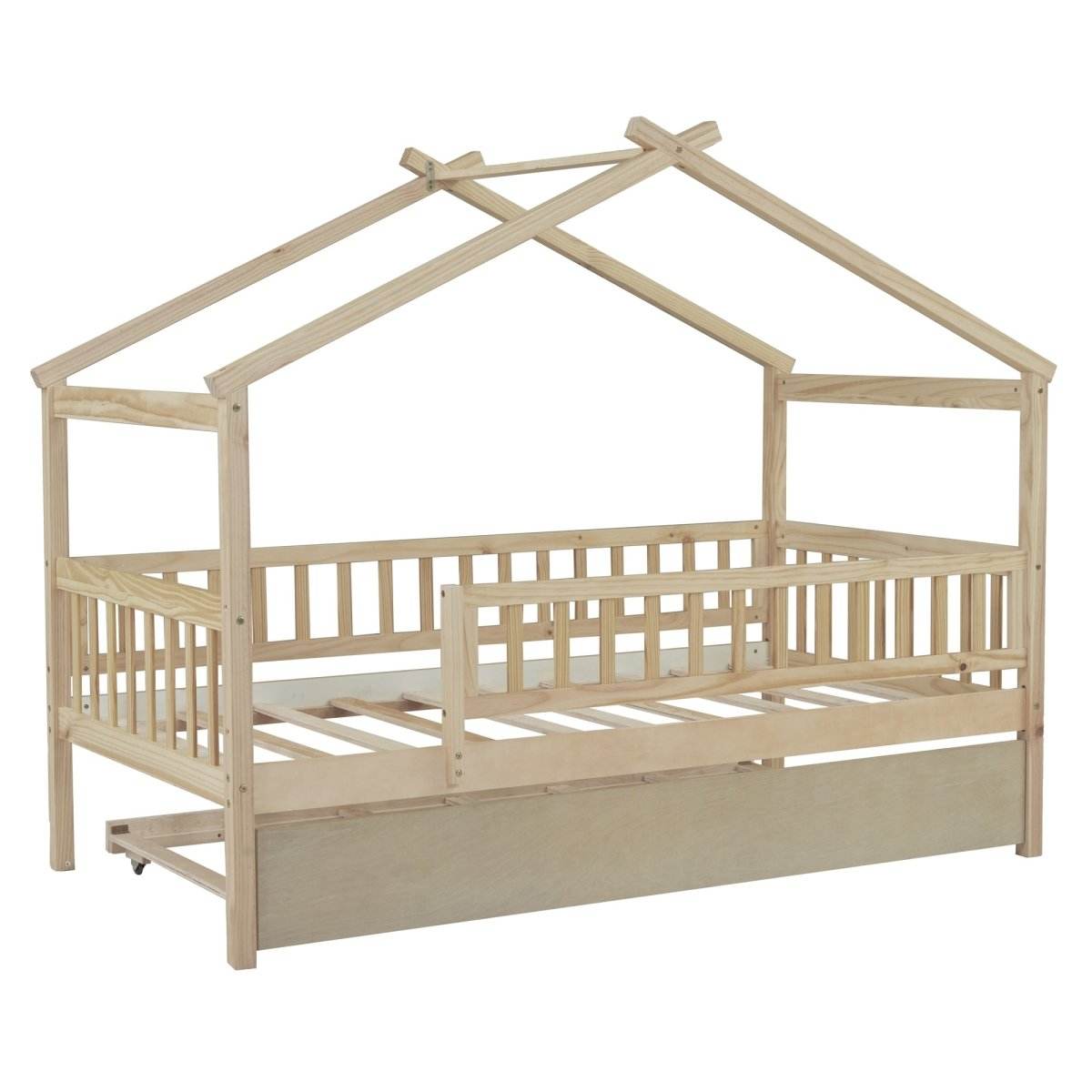 Twin Wooden House Daybed With Trundle Storage - Sleep Galleria