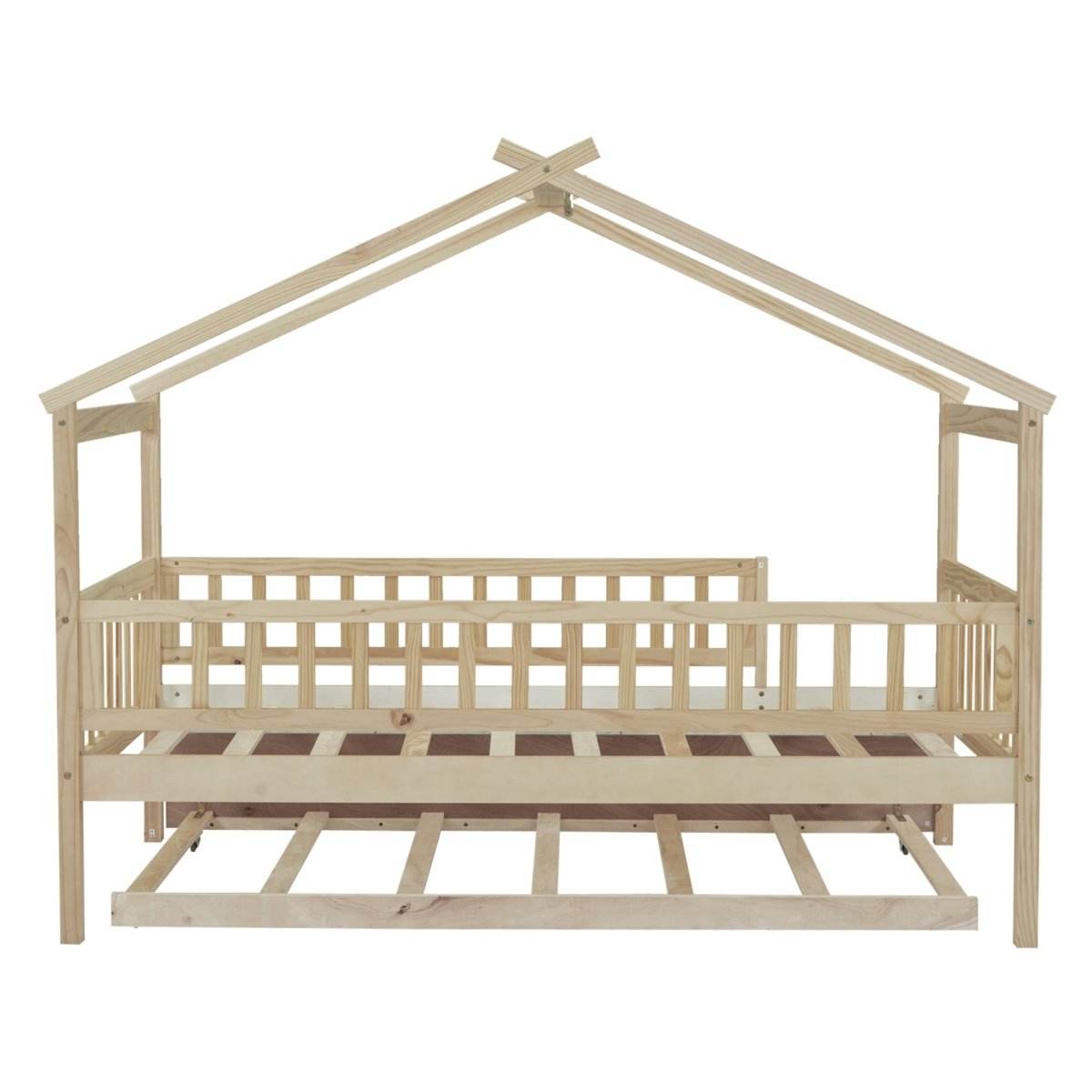 Twin Wooden House Daybed With Trundle Storage - Sleep Galleria