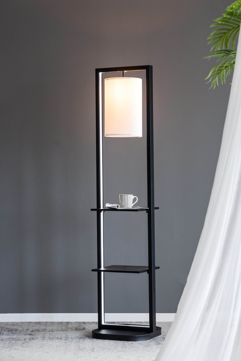 Two Tiered Vertical Iron Shelving Stand With Light - Sleep Galleria