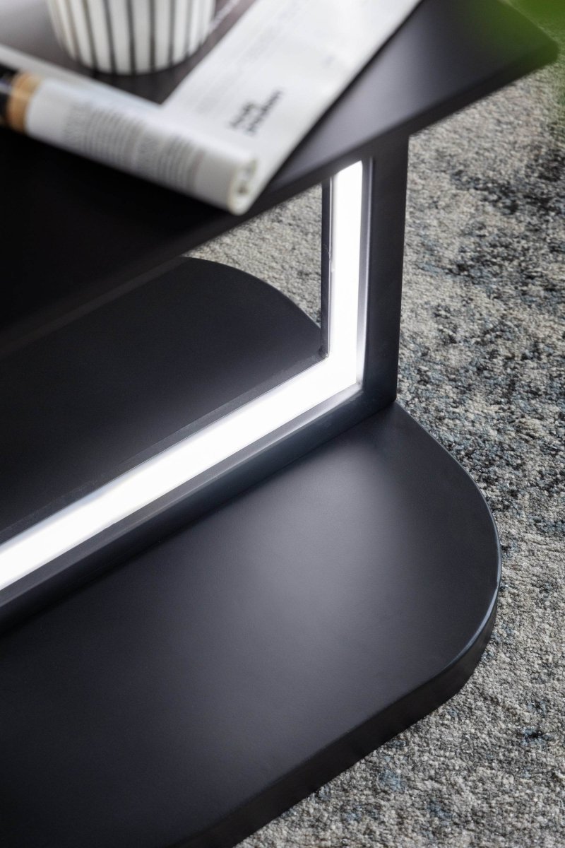 Two Tiered Vertical Iron Shelving Stand With Light - Sleep Galleria