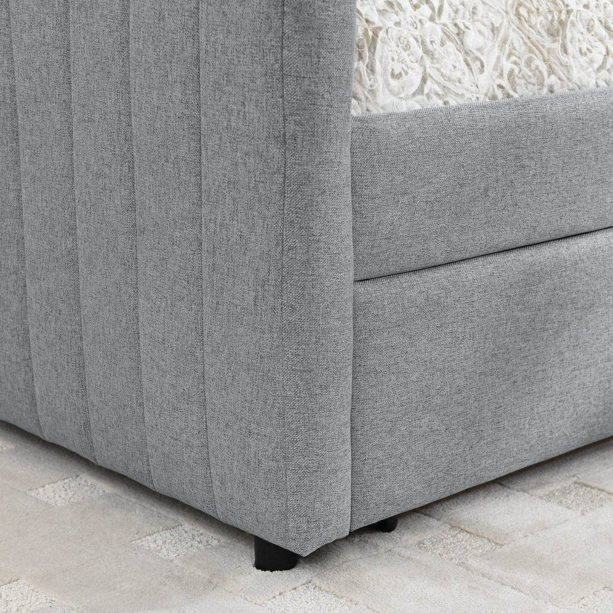 Upholstered Linen Daybed With Two Storage Drawers - Omega Lifestyles