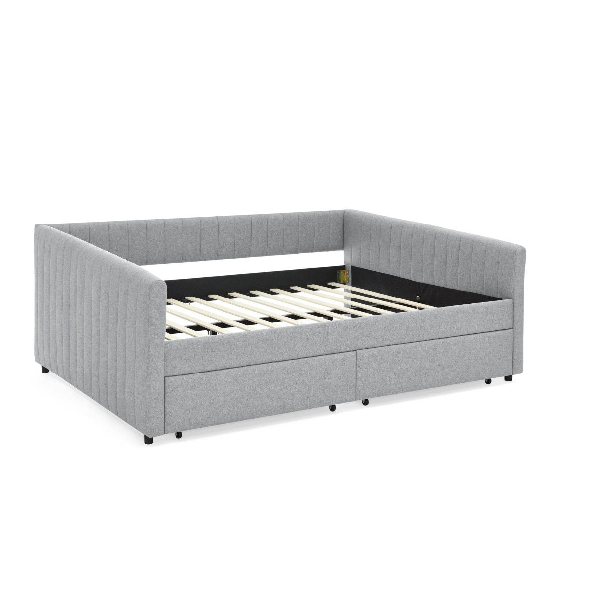 Upholstered Linen Daybed With Two Storage Drawers - Omega Lifestyles