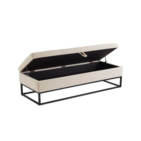 Velvet Upholstered Storage Bench With Metal Base - Sleep Galleria