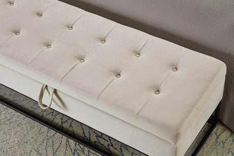 Velvet Upholstered Storage Bench With Metal Base - Sleep Galleria
