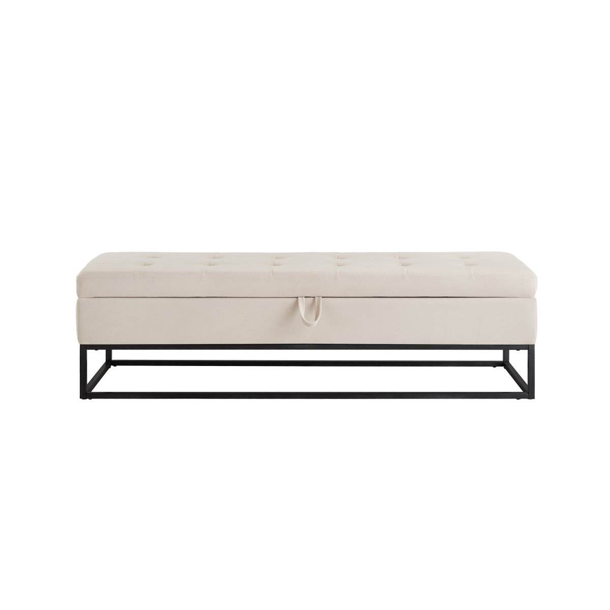 Velvet Upholstered Storage Bench With Metal Base - Sleep Galleria