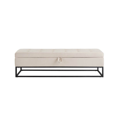 Velvet Upholstered Storage Bench With Metal Base - Sleep Galleria