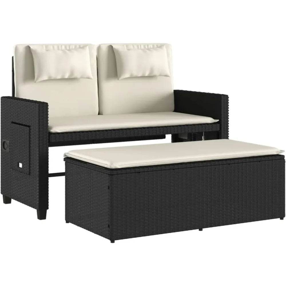 Versatile Adjustable Reclining PE Rattan Outdoor Patio Bench - Omega Lifestyles