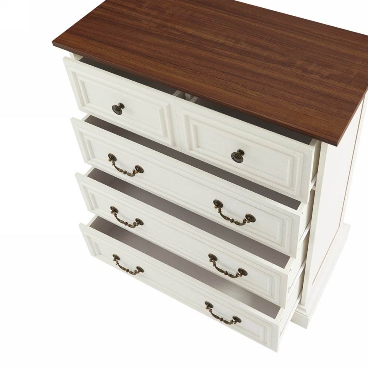 Vintage White 5-Drawer Engineered Wood Dresser - Sleep Galleria