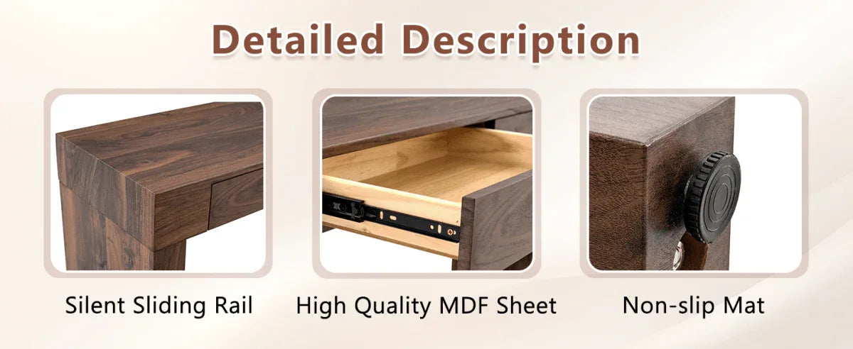 Walnut Grain MDF Bar Table With Storage Drawers - Omega Lifestyles
