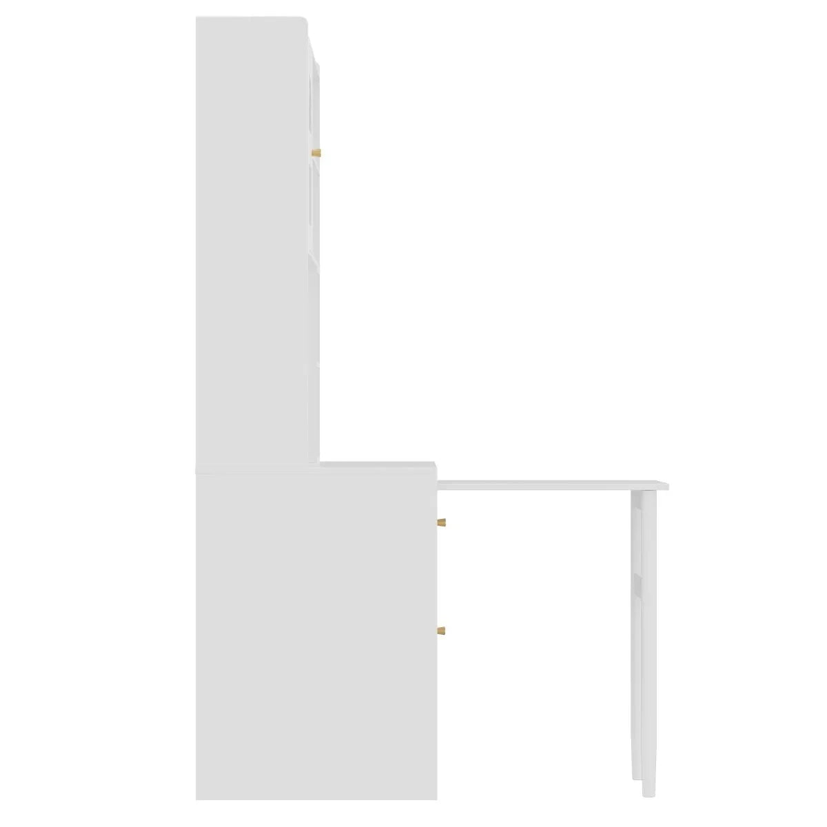 White Computer Desk With 90-Degree Rotating Desktop and Storage - Omega Lifestyles