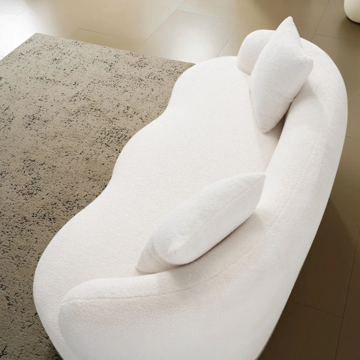 White Curved Minimalist Foam Spring Loveseat Sofa - Omega Lifestyles