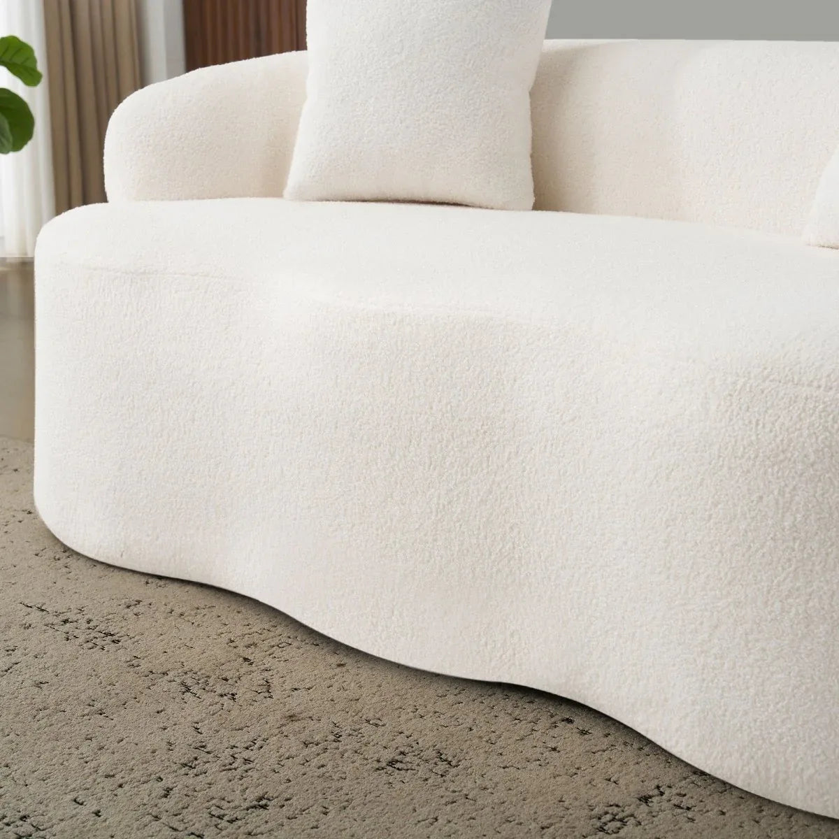 White Curved Minimalist Foam Spring Loveseat Sofa - Omega Lifestyles