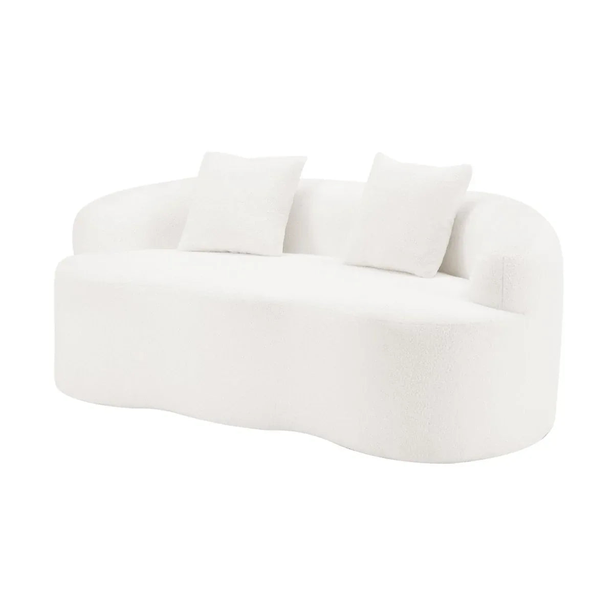 White Curved Minimalist Foam Spring Loveseat Sofa - Omega Lifestyles