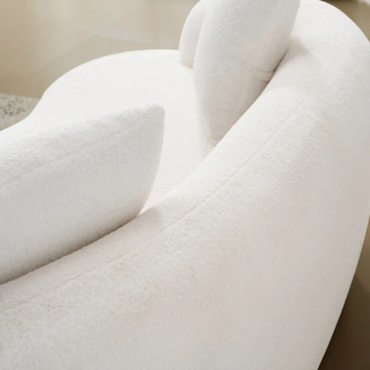 White Curved Minimalist Foam Spring Loveseat Sofa - Omega Lifestyles