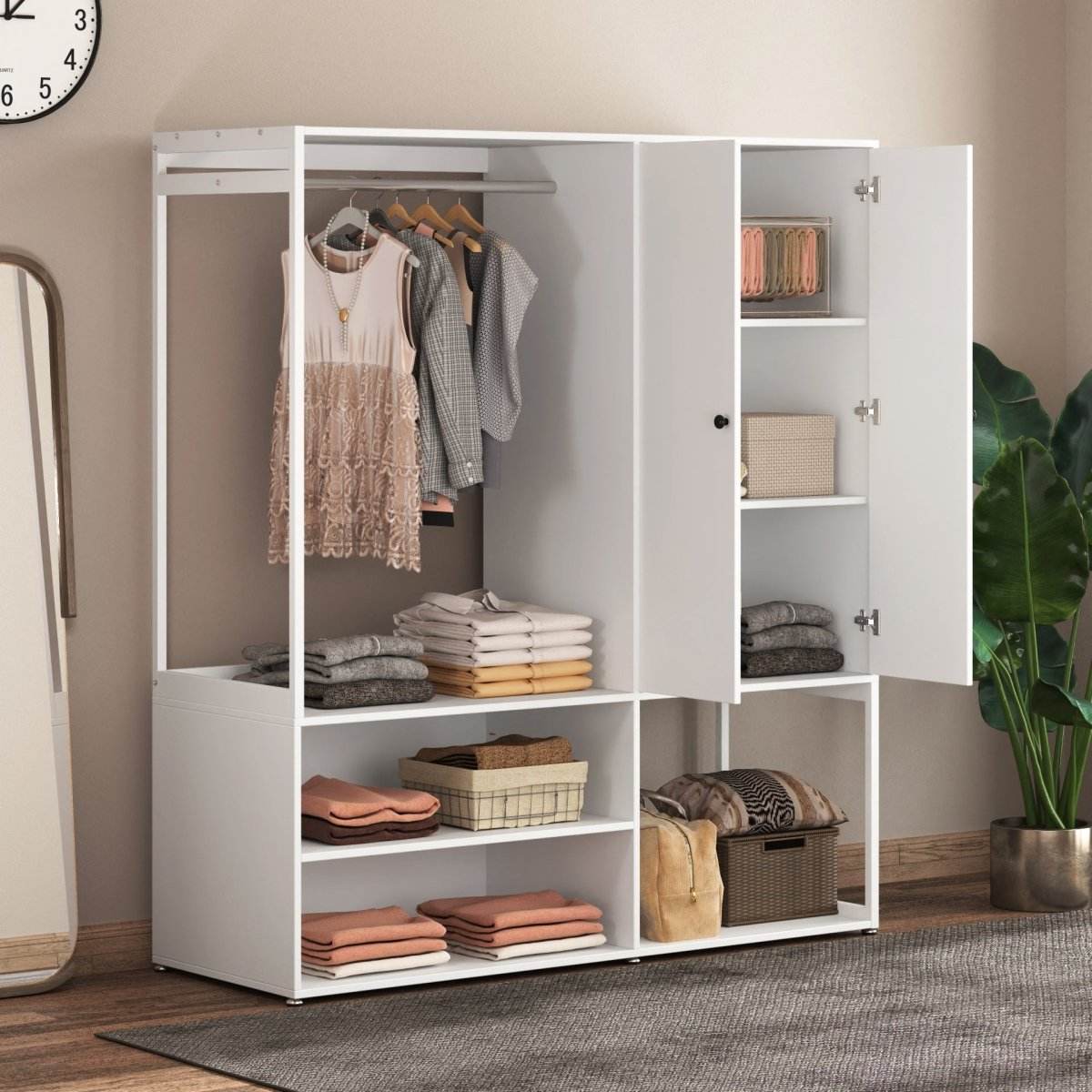 White Particle Board Armoire Wardrobe Closet With Shelves - Sleep Galleria